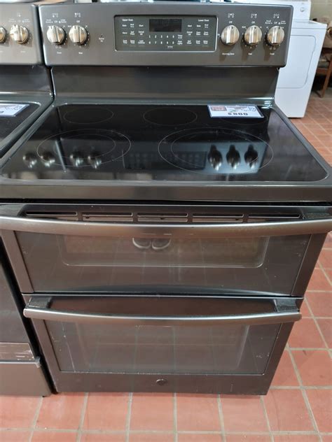 Black Stainless Double Oven Glass Top Stove