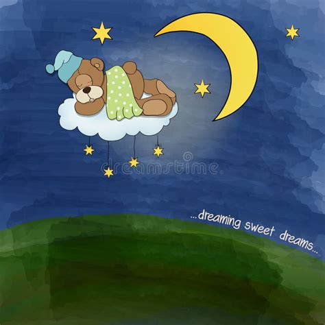 Baby Teddy Bear Sleeping On Cloud Stock Illustration Illustration Of