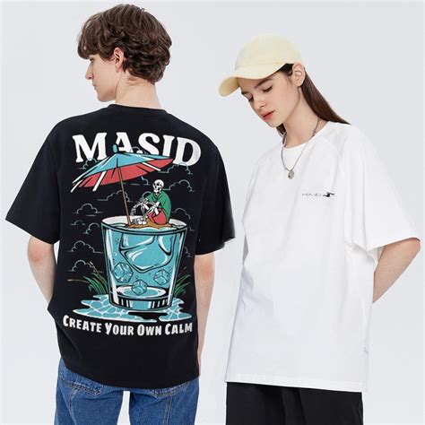 Masid T Shirt Text Secure Loose Cotton With Black And White Back Print