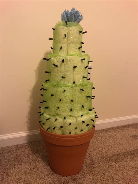Cactus Diaper Cake | Baby diaper cake, Baby shower cakes, New baby products