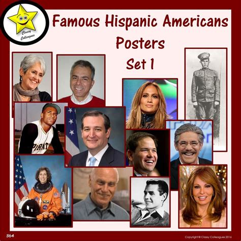 Famous Hispanic American Posters, Set 1 | Famous hispanic americans, Famous hispanics, Hispanic ...