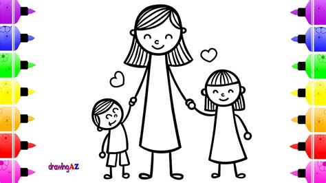 This drawing could be your aunt or even grandma. How to Draw Mother and Child Happy | Happy Mother's Day ...