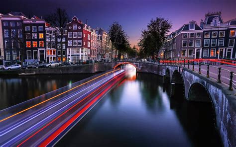 Download Netherlands Time Lapse Bridge Light Night Cityscape City Man