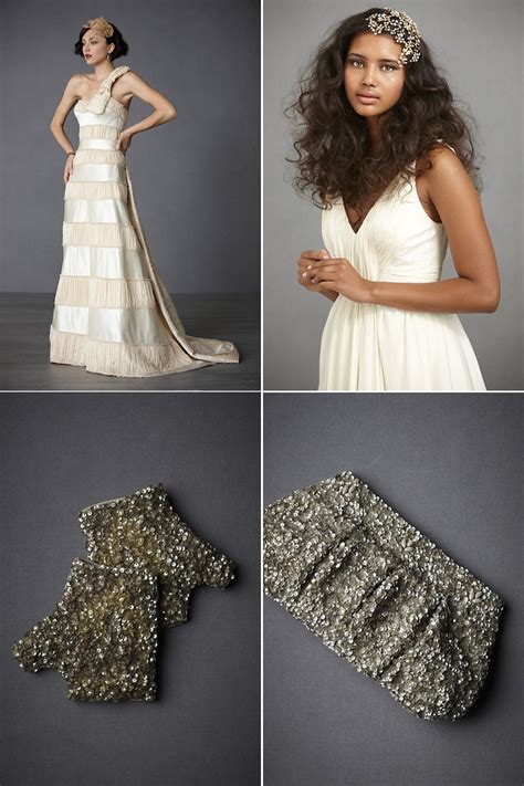 Champagne Bhldn Wedding Dress Sparkly Metallic Bridal