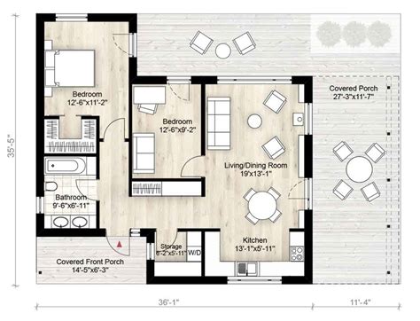Modern Style House Plan 2 Beds 1 Baths 850 Sqft Plan 924 3