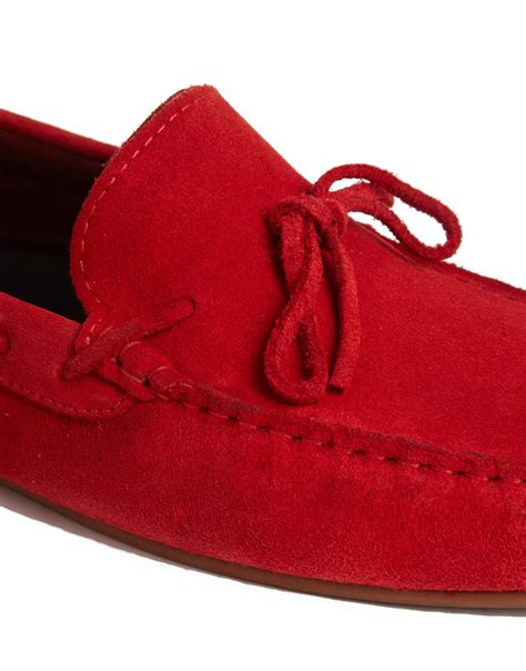 Copyright © 2019 rt loafers co. Lyst - Asos Loafers in Suede in Red for Men