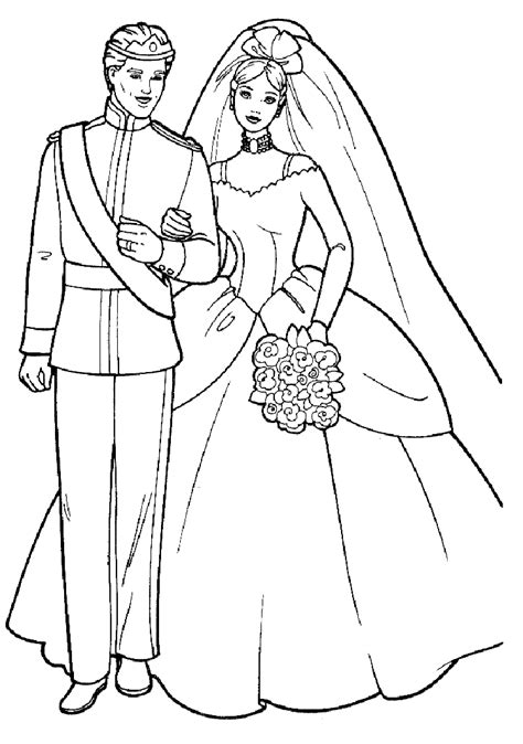 Barbie Coloring Pages Ken And Barbie Coloring Picture Wedding