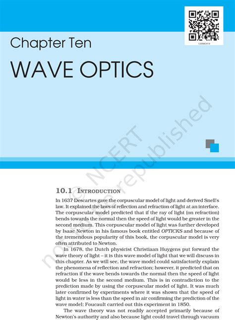 Ncert Book Class 12 Physics Chapter 10 Wave Optics