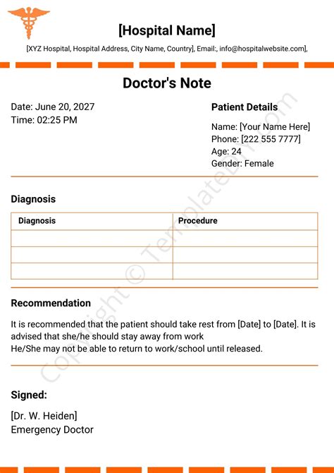 Doctors Note Printable Template In PDF Word