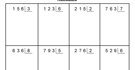 Pedagogas Da Paz Continhas De Divisão Folha Com Continhas Para
