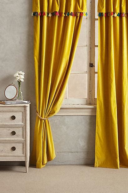 Firenze Yellow Velvet Tassel Curtain