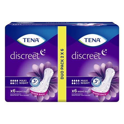 Tena Discreet Maxi Night Incontinence Pads Duo 12 Pack Womens