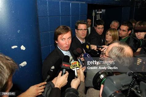 Head Coach Wayne Gretzky Of The Phoenix Coyotes Answers Questions