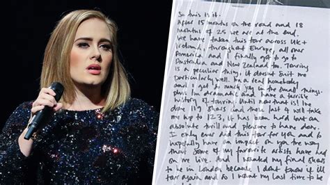 Adele Shares Note With Fans Saying She May Be Done Touring