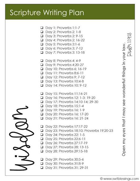 January Scripture Writing Plan Wisdom With Images Scripture
