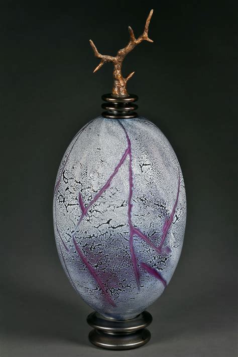 Grana Mali Ljubi Velki Large Violet Elongated Sphere By Eric Bladholm Art Glass Vessel