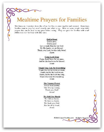 Dear lord, we thank you for sending your son so that he could be the resurrection and the life. 5 Mealtime Prayers for Children {free printable} | Prayers ...