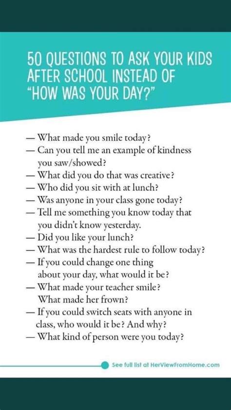 50 Questions To Ask Your Kids After School Parenting Advice Kids And