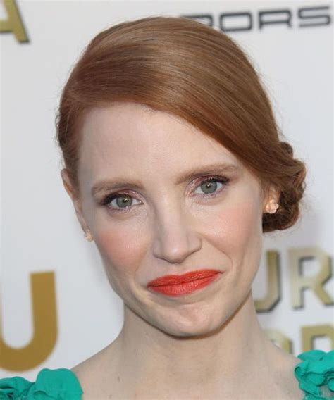 Jessica Chastain Long Straight Light Copper Red Updo Jessica Chastain
