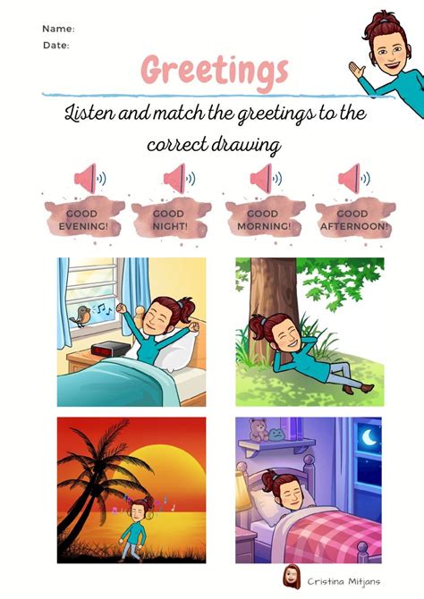 Speaking Activities Good Evening Worksheets Greetings Language Comics Tips Interactive