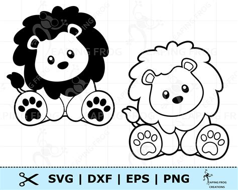 Cute Lion Svg Lion Coloring Page Lion Png Cricut Cut Files Etsy