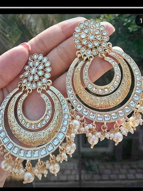 Bollywood Indian Chandbali Earrings Kundan Earrings Kundan Etsy