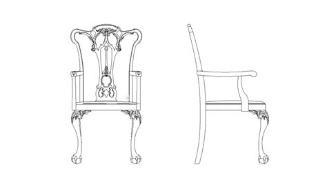 Furniture View Of Designer Chair Elevation And Side View Dwg File Cadbull