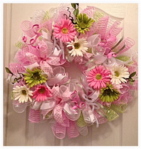 Pink Daisy Deco Mesh Wreathspring Wreatheaster Wreathpink Etsy