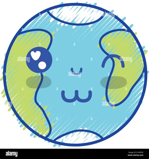 Kawaii Cute Feliz Planeta Tierra Imagen Vector De Stock Alamy