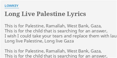 Long Live Palestine Lyrics By Lowkey This Is For Palestine