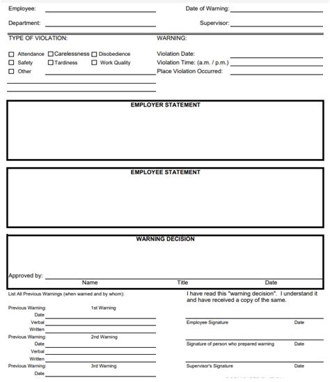 Free Printable Employee Write Up Forms Word Pdf Best Collections