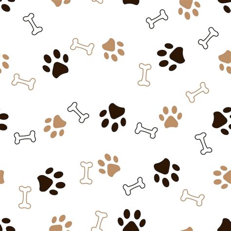 Premium Vector Seamless Pattern Of Animals Paws And Bones Vector