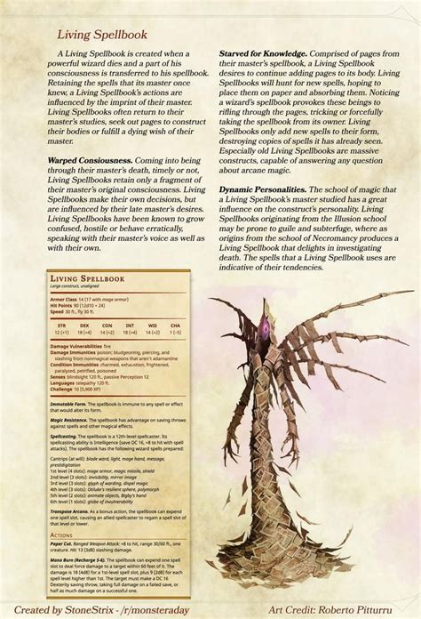 Living Spellbook Lore Dnd 5e Homebrew Dandd Dungeons And Dragons Dnd