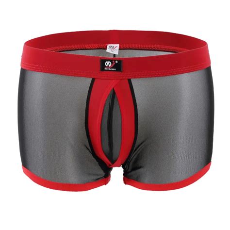 Wj Brand Underwear Men Gay Mesh Breathable Boxer Shorts Summer Cool
