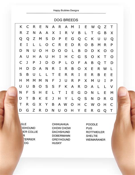 Dog Breeds Word Search Puzzle In Large Print Etsy