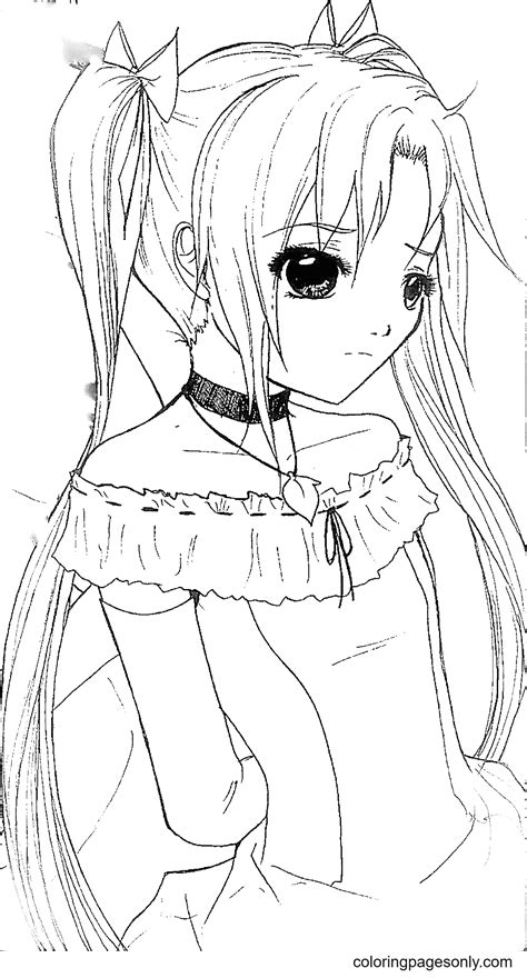 Lovely Anime Girl Coloring Pages Long Hair Anime Girl Coloring Pages Porn Sex Picture