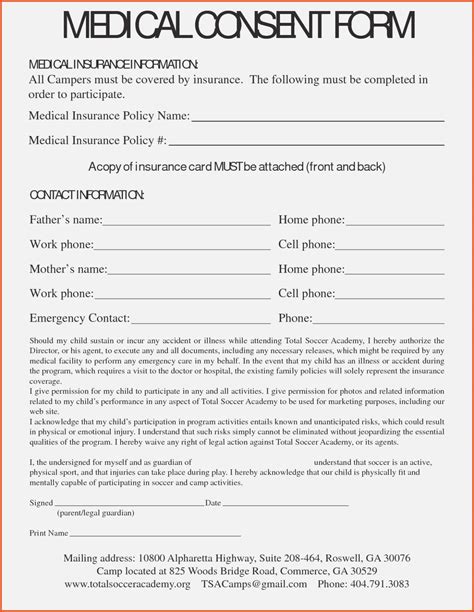 Printable Medical Consent Form Word Printable Forms Free Online