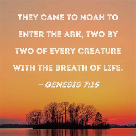 Genesis 715 They Came To Noah To Enter The Ark Two By Two Of Every