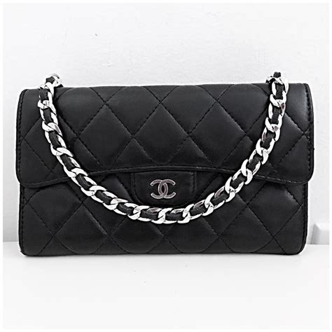 Chanel my everything belt flap card holder. Chanel Classic Flap Wallet with Chain Added Black Lambskin ...