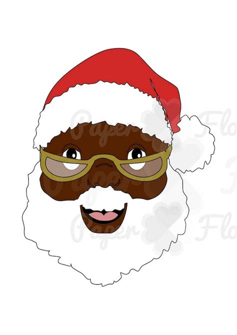 Black Santa Svg Clip Art Santa Claus Dxf Files Digital Art Etsy