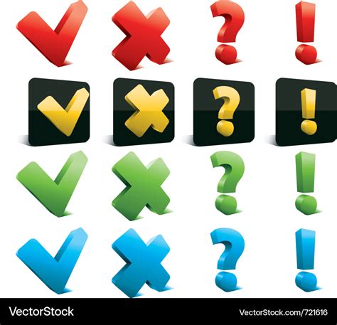 Tick Cross Question And Exclamation Marks Vector Image