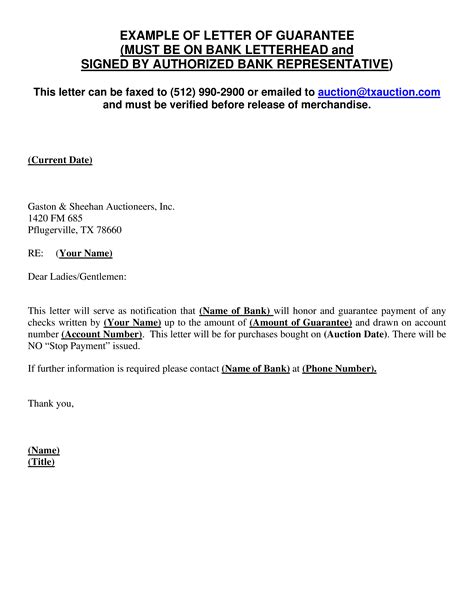 Guarantee Letter Format Templates At