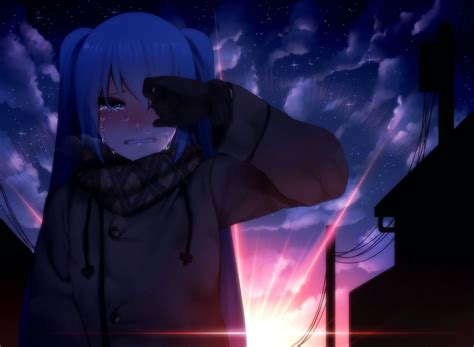 Blue Anime Aesthetic Sad Anime Wallpaper Hd