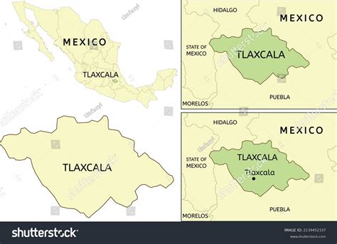 Tlaxcala State Location On Map Of Mexico Royalty Free Stock Vector