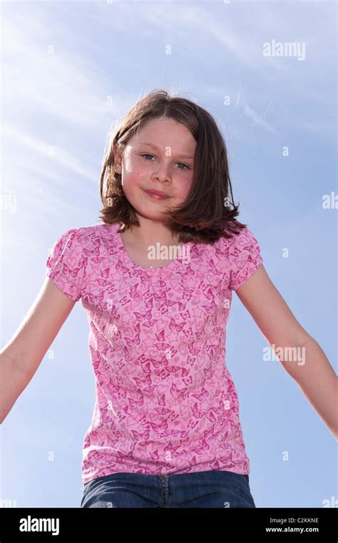 A Model Released Picture Of A Nine Year Old Girl Outdoors On A Climbing Frame In The Uk Stock