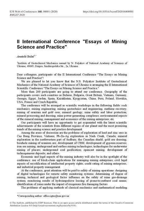Ii International Conference Essays Of Mining Science And Practice