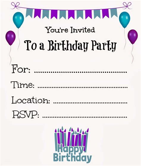 Free Printable Birthday Invitations Templates Birthday Party