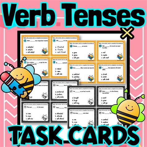 Verb Tenses Task Cards Made By Teachers