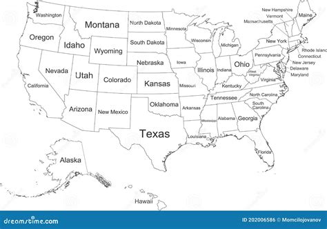Mapa Blanco Federal De Los Estados Unidos De Am Rica Ilustraci N Del Vector Ilustraci N De