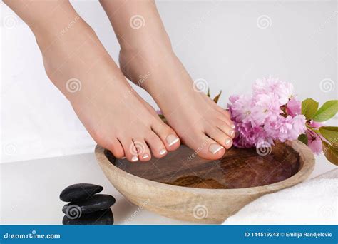 Foot Care Oasis: Indulge in Serenity with a French Pedicure Stock Image
